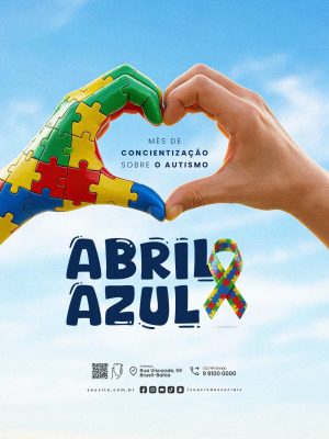 Abril Azul Mês da Conscientização Sobre o Autismo PSD Editável