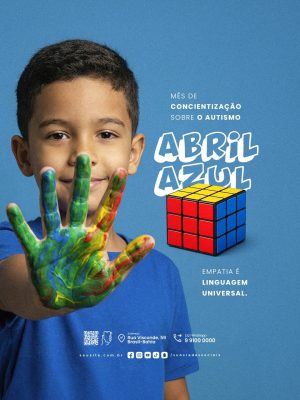 Abril Azul Mês da Conscientização Sobre o Autismo Campanha PSD Editável