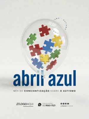 Autismo Abril Azul Mês da Conscientização PSD Editável