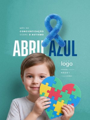Abril Azul Mês de Conscientização Sobre o Autismo PSD Editável