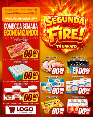 Segunda Fire Tá Barato Supermercado Ofertas Semanal PSD Editável