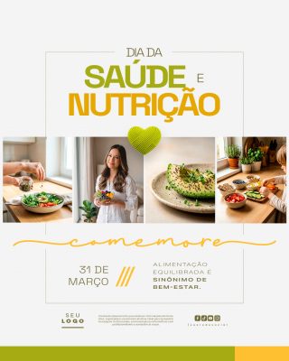 Dia da Saúde e Nutrição 31 de Março Social Media Alimentação Equilibrada Arte PSD Editável