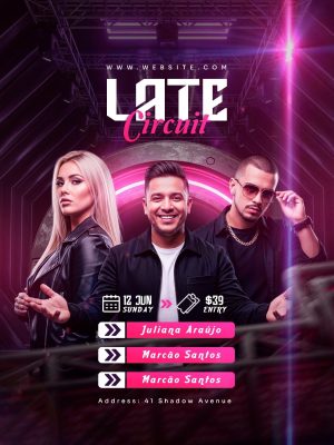 Evento Late Circuit 12 Junho Domingo Entrada PSD Editável