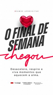 Final de Semana Chegou Post Instagram Stories Casual PSD Editável