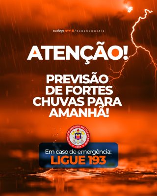 Alerta Previsão de Fortes Chuvas Amanhã Ligue 193 PSD Editável