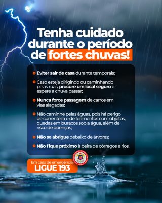 Fortes Chuvas Tenha Cuidado LIGUE 193 Campanha de Alerta PSD Editável