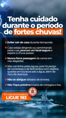 Aviso de Segurança Cuidados Em Chuvas Fortes PSD Editável