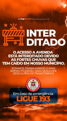 Alerta Interditado Acesso Avenida Chuvas Fortes PSD Editável