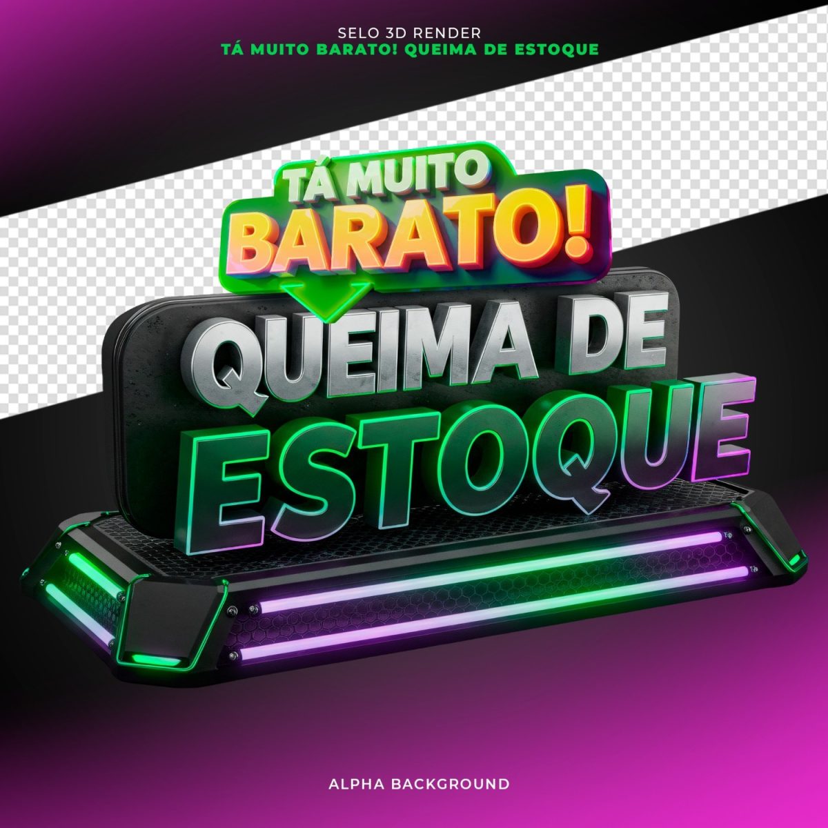 Selo 3D Tá Muito Barato Queima de Estoque PSD Editável