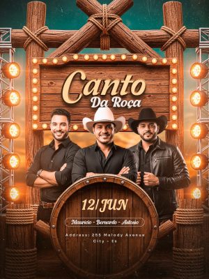 Canto da Roça 12 JUN Show Mauricio Bernardo Antonio Flyer PSD Editável