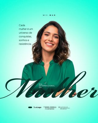 Mulher 08 MAR Mensagem Resistência Dia Internacional PSD Editável