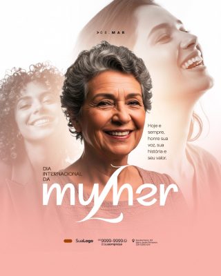 Dia Internacional da Mulher 08 Março Celebração Especial PSD Editável