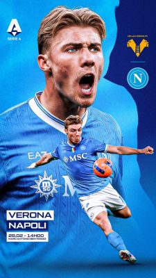 Serie A Verona Napoli 28 Fevereiro 14h00 Poster Futebol PSD Editável