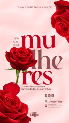 Story Dia da Mulher Sua Essência Brilha Arte Editável PSD Editável