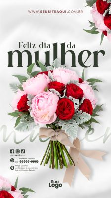 Story Dia da Mulher Buquê de Flores Elegante Template PSD Editável