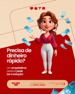 Empréstimo Rápido Dinheiro Solução Banner Publicitário PSD Editável