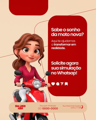 Moto Nova Simulação WhatsApp Cartoon Feminino PSD Editável