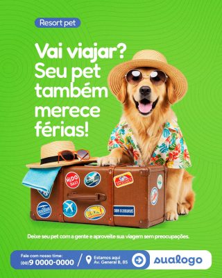 Resort pet Vai Viajar Seu Pet Também Merece Férias PSD Editável