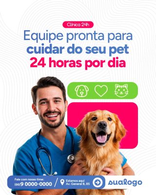 Clínica 24h Equipe Pronta para Cuidar do Seu Pet PSD PSD Editável