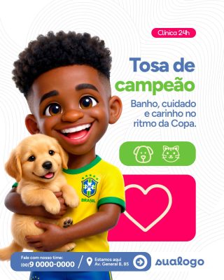 Tosa de Campeão Clínica 24h Copa do Mundo Pet PSD Editável