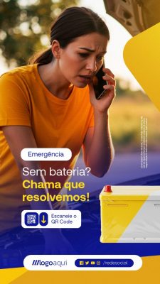 Story Bateria Automotiva Emergência Sem Bateria Chama que Resolvemos PSD Editável