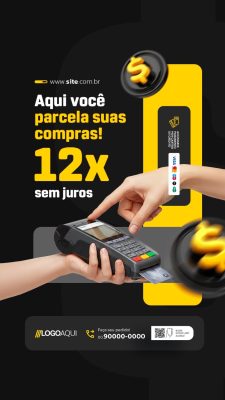 Story Supermercado Parcele Suas Compras em 12x Sem Juros PSD Editável