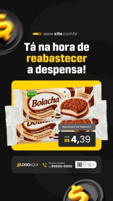 Story Supermercado Tá Na Hora de Reabasteça a Despensa PSD Editável