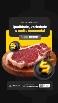 Story Supermercado Qualidade Variedade e Muita Economia PSD Editável