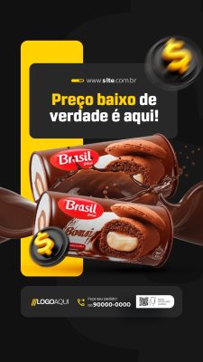 Story Supermercado Preço Baixo de Verdade é Aqui PSD Editável