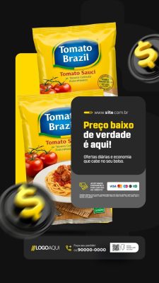 Story Supermercado Preço Baixo de Verdade é Aqui PSD Editável