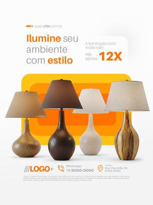 Loja Ilumine seu Ambiente com Estilo Abajur PSD Editável