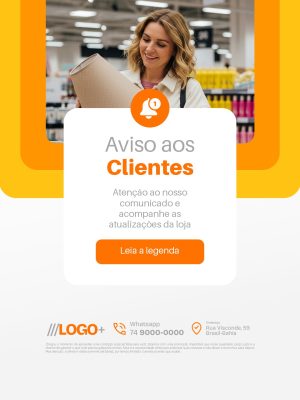 Aviso aos Clientes Atualizações da Loja PSD Editável