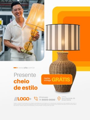 Loja Abajur Presente Cheio de Estilo Ganhe Entrega Grátis Oferta PSD Editável