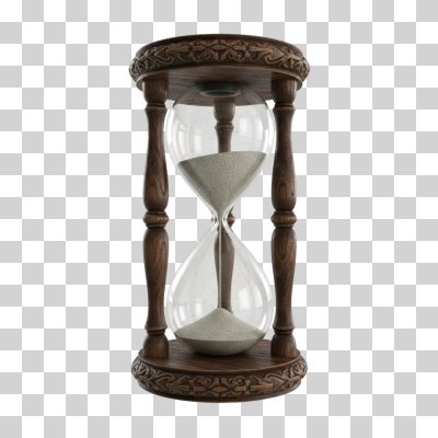 Ampulheta de Madeira Ornamentada com Areia Cinza PNG Transparente
