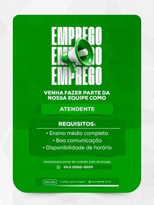 Emprego Atendente Requisitos Essenciais para Vaga PSD Editável