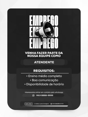Vaga de Emprego Atendente Requisitos Envolventes PSD Editável
