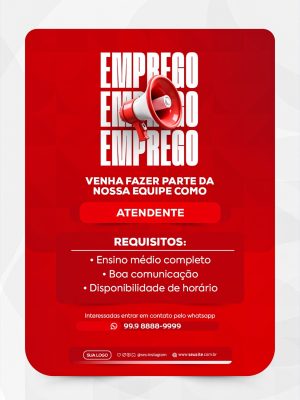 Emprego Venha Fazer Parte da Nossa Equipe Arte Digital PSD Editável