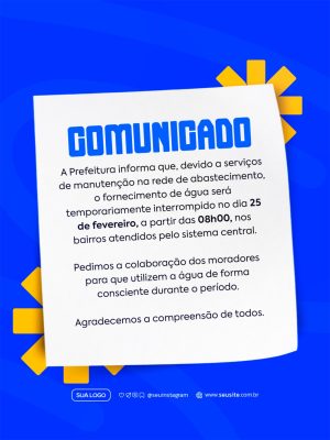 Comunicado Interrupção Água 25 Fevereiro Alerta Urgente PSD Editável