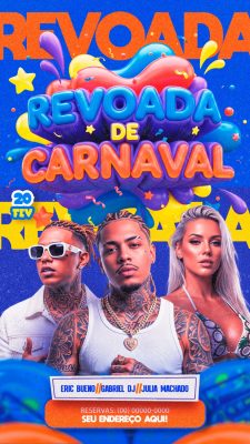 Revoada de Carnaval 20 FEV Flyer Festivo PSD Editável