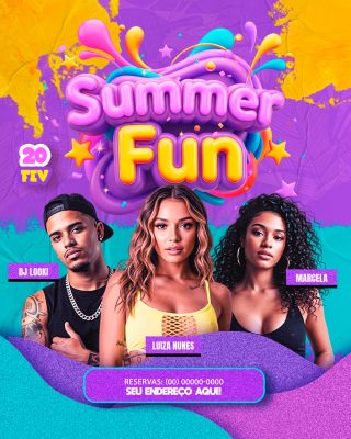 Summer Fun 20 Fev DJ Looki Luiza Nunes Marcela PSD Editável