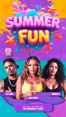 Summer Fun 20 Fev Festa Tropical Evento Verão PSD Editável