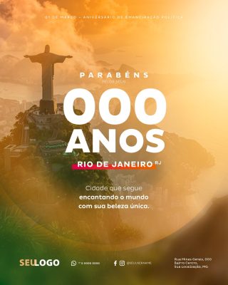 Aniversário Rio de Janeiro Aniversário Emancipação Política PSD Editável