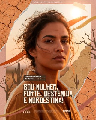 Dia Internacional da Mulher 08 de Março Forte Destemida Nordestina PSD Editável