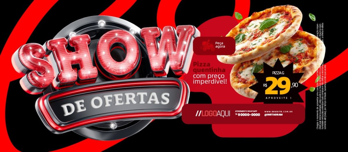 Show de Ofertas Pizza Quentinha com Preço Imperdível Banner PSD Editável