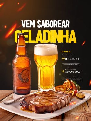 Vem Saborear Geladinha com Churrasco PSD Editável