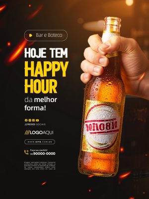 Bar e Boteco Hoje Tem Happy Hour da Melhor Forma PSD Editável
