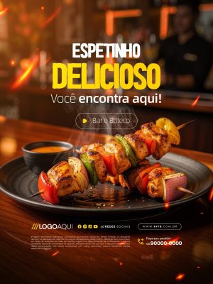 Espetinho Delicioso Você Encontra Aqui Bar e Boteco PSD Editável
