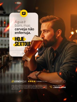 Água é Bom Mais Cerveja Não Enferruja PSD Editável