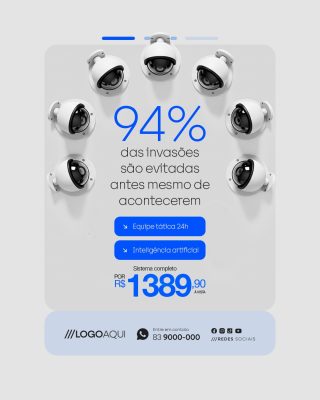 Segurança Câmeras de Vigilância 94% Invasões Evitadas PSD Editável
