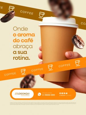 Cafeteria Onde o Aroma do Café Abraça a Sua Rotina PSD Editável